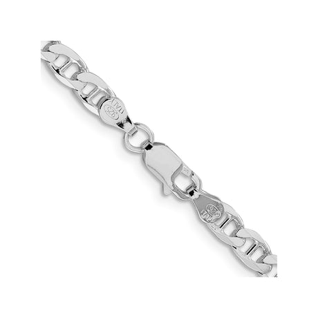 925 White Gold 4.65 mm Polished Chain Necklace, Solid alternate angle