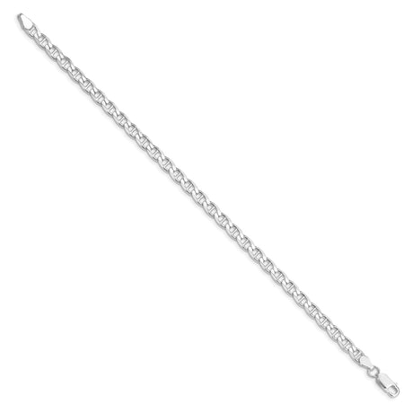 925 White Gold 4.65 mm Polished Chain Bracelet, Solid