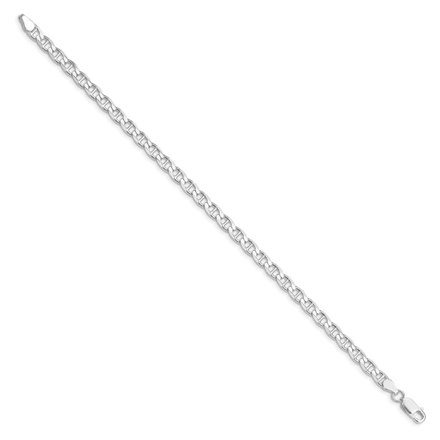 925 White Gold 4.65 mm Polished Chain Bracelet, Solid