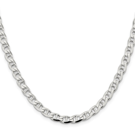 925 White Gold 5.7 mm Polished Chain Necklace, Solid