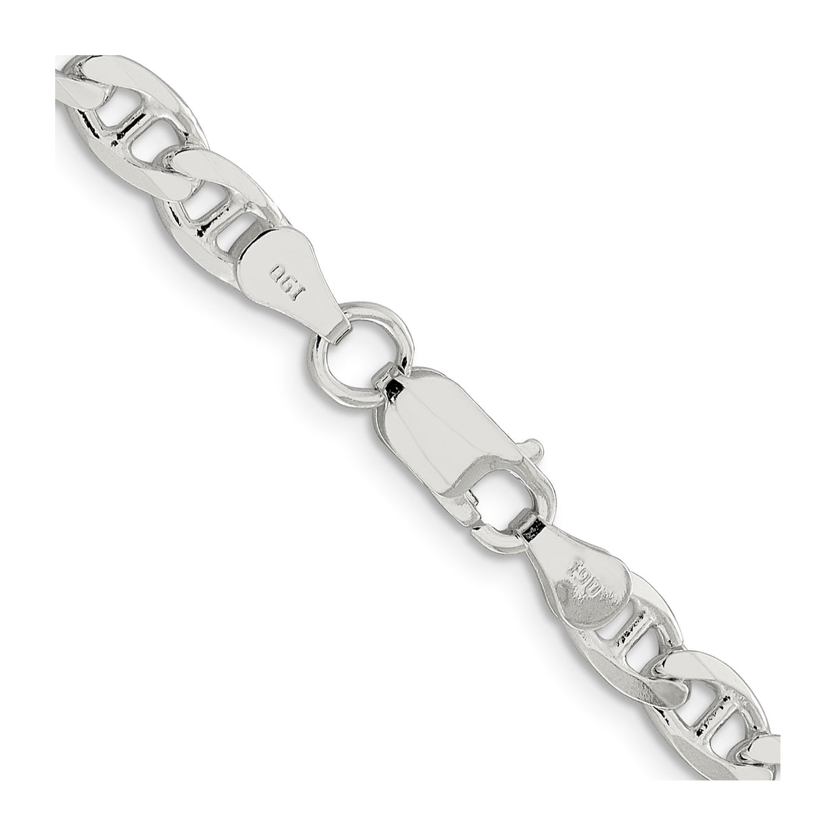 925 White Gold 5.7 mm Polished Chain Necklace, Solid alternate angle