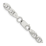 925 White Gold 5.7 mm Polished Chain Necklace, Solid alternate angle