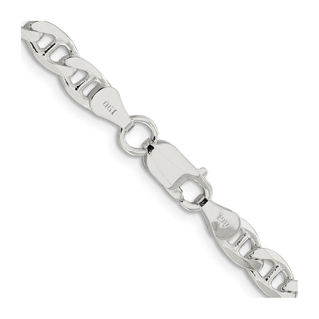 925 White Gold 5.7 mm Polished Chain Necklace, Solid alternate angle