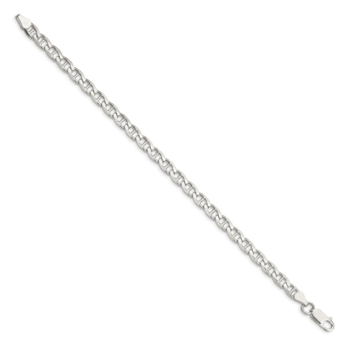925 White Gold 5.7 mm Polished Chain Anklet, Solid