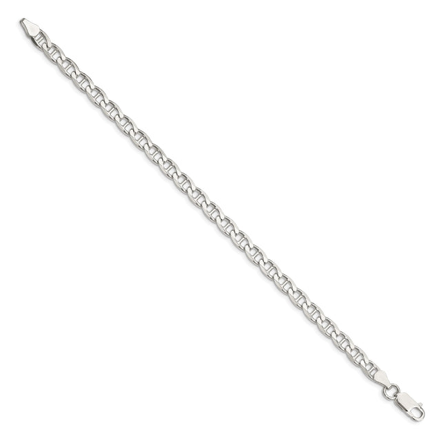 925 White Gold 5.7 mm Polished Chain Anklet, Solid