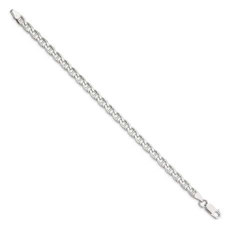925 White Gold 5.7 mm Polished Chain Bracelet, Solid