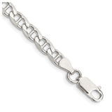 925 White Gold 5.7 mm Polished Chain Anklet, Solid shown for scale
