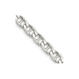 925 White Gold 5.7 mm Polished Chain Necklace, Solid detail view