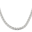 925 White Gold 6.5 mm Polished Chain Necklace, Solid