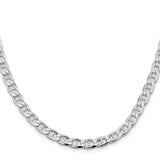 925 White Gold 6.5 mm Polished Chain Necklace, Solid