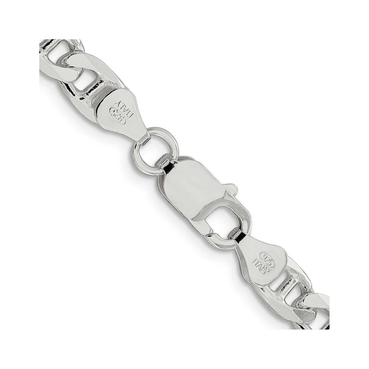 925 White Gold 6.5 mm Polished Chain Necklace, Solid alternate angle