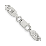 925 White Gold 6.5 mm Polished Chain Necklace, Solid alternate angle