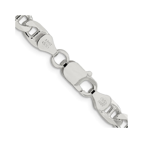 925 White Gold 6.5 mm Polished Chain Necklace, Solid alternate angle