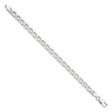 925 White Gold 6.5 mm Polished Chain Bracelet, Solid