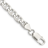 925 White Gold 6.5 mm Polished Chain Bracelet, Solid shown for scale