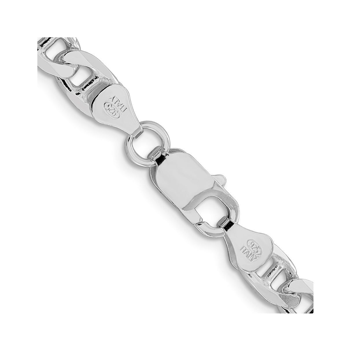 925 White Gold 6.5 mm Polished Chain Necklace, Solid alternate angle