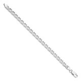 925 White Gold 6.5 mm Polished Chain Anklet, Solid
