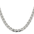 925 White Gold 7.4 mm Polished Chain Necklace, Solid