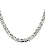 925 White Gold 7.4 mm Polished Chain Necklace, Solid