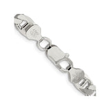 925 White Gold 7.4 mm Polished Chain Necklace, Solid alternate angle