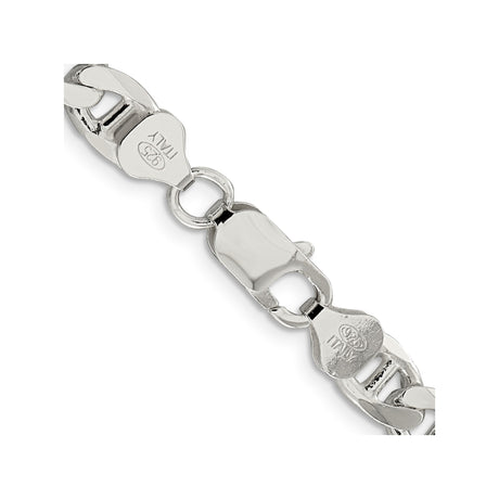 925 White Gold 7.4 mm Polished Chain Necklace, Solid alternate angle