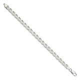 925 White Gold 7.4 mm Polished Chain Bracelet, Solid