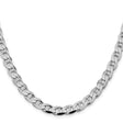925 White Gold 7.4 mm Polished Chain Necklace, Solid