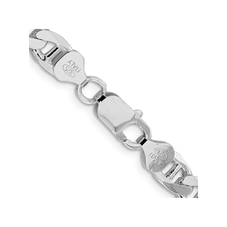 925 White Gold 7.4 mm Polished Chain Necklace, Solid alternate angle