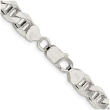 925 White Gold 8.25 mm Polished Chain Necklace, Solid alternate angle