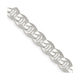 925 White Gold 8.25 mm Polished Chain Necklace, Solid detail view
