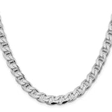 925 White Gold 8.25 mm Polished Chain Necklace, Solid