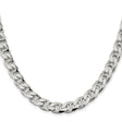 925 White Gold 9 mm Polished Chain Necklace, Solid