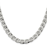 925 White Gold 9 mm Polished Chain Necklace, Solid