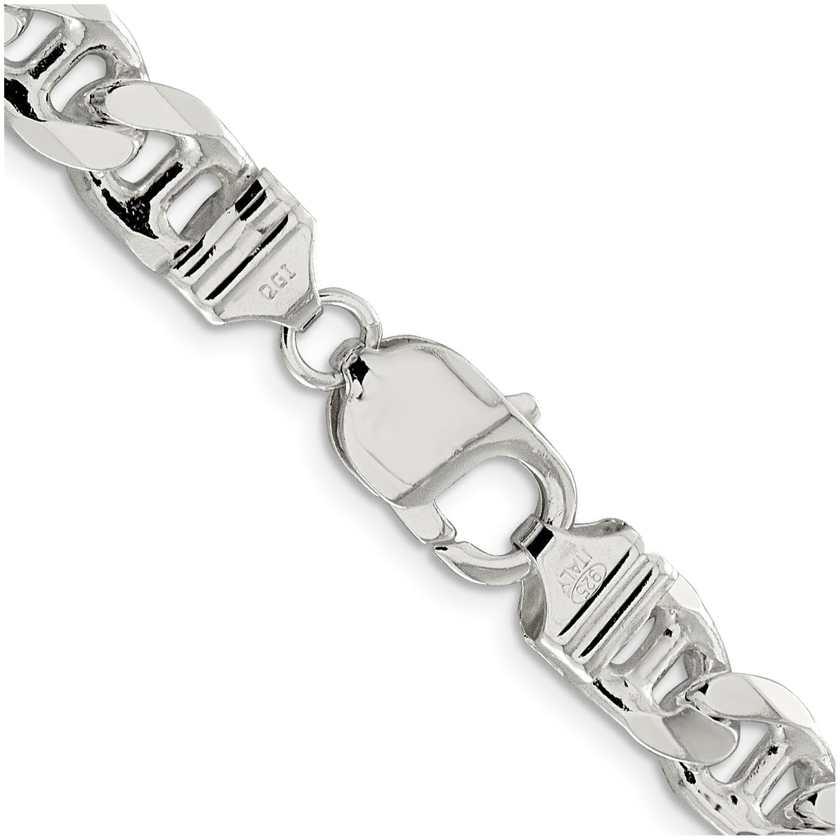 925 White Gold 9 mm Polished Chain Necklace, Solid alternate angle