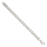 925 White Gold 9 mm Polished Chain Bracelet, Solid