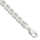 925 White Gold 9 mm Polished Chain Bracelet, Solid shown for scale