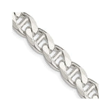 925 White Gold 9 mm Polished Chain Necklace, Solid detail view