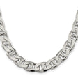 925 White Gold 10.5 mm Polished Chain Necklace, Solid