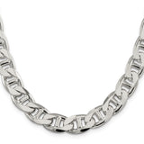 925 White Gold 10.5 mm Polished Chain Necklace, Solid