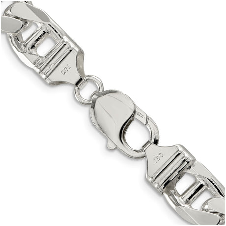 925 White Gold 10.5 mm Polished Chain Necklace, Solid alternate angle