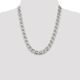 925 White Gold 10.5 mm Polished Chain Necklace, Solid detail view