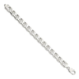 925 White Gold 10.5 mm Polished Chain Bracelet, Solid