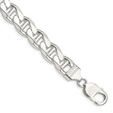 925 White Gold 10.5 mm Polished Chain Bracelet, Solid shown for scale
