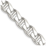 925 White Gold 10.5 mm Polished Chain Necklace, Solid detail view