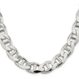 925 White Gold 13.5 mm Polished Chain Necklace, Solid
