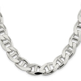 925 White Gold 13.5 mm Polished Chain Necklace, Solid