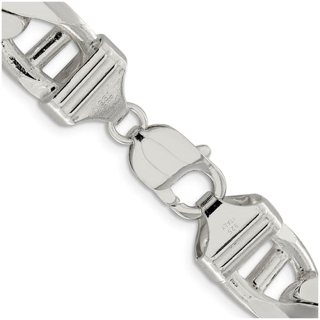 925 White Gold 13.5 mm Polished Chain Necklace, Solid alternate angle