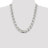 925 White Gold 13.5 mm Polished Chain Necklace, Solid detail view