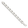 925 White Gold 13.5 mm Polished Chain Anklet, Solid