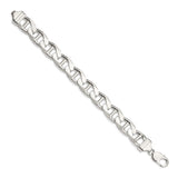 925 White Gold 13.5 mm Polished Chain Bracelet, Solid